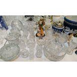A selection of cut glass ware including vases, bells, clock etc.; a 'The Leonardo Collection' Circus