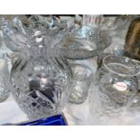 A Waterford crystal vase and other glassware