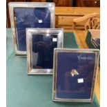 Three modern graduating hallmarked silver beaded edge photograph frames