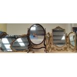 A mahogany framed free standing dressing table mirror; a triple dressing table mirror; 2 others