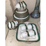 A Wedgwood bone china dinner and tea set, "Lambourne", in green and gilt, 45 pieces approx