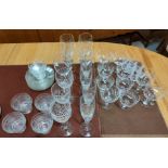 A set of 10 1950's Canadian etched dessert bowls and plates and other glassware