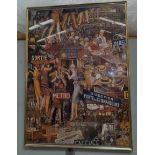 A large 1920's style poster framed and glazed