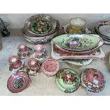 A collection of Maling lustre china: fruit dishes; candlesticks; etc.