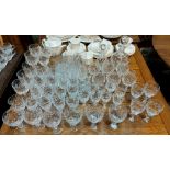 A large part suite of Royal Doulton Georgian glasses, including decanters, Champagne glasses etc