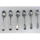 A set of six Victorian hallmarked silver teaspoons. Monogrammed to finials, Exeter 1877. Maker: John