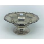 A hallmarked silver octagonal pedestal dish with moulded border, on circular foot, Birmingham