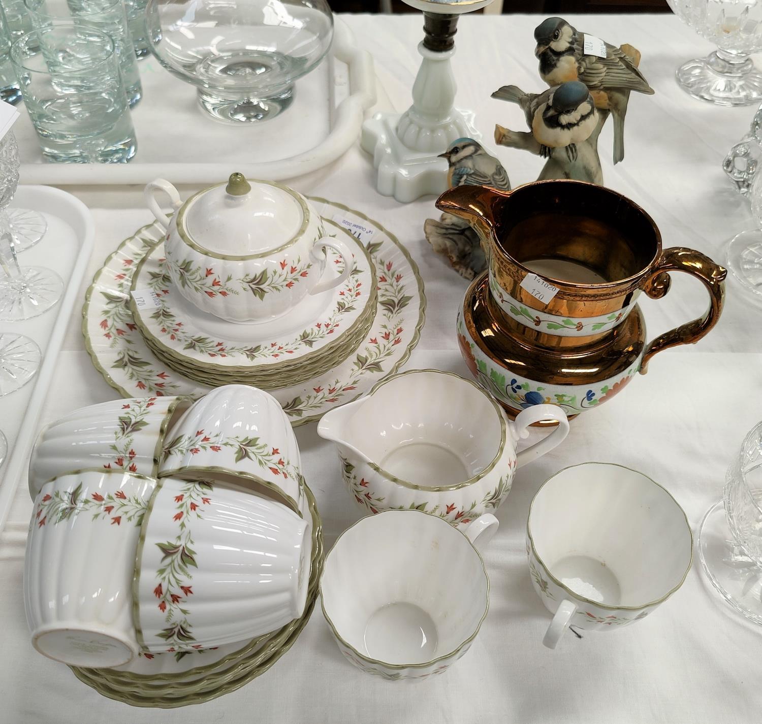 A Susie Cooper "Chatsworth" 21 piece tea service; a group of blue tits; etc.