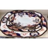 A very large 19th Century Royal Crown Derby Imari Kings pattern meat platter length 54cm and three