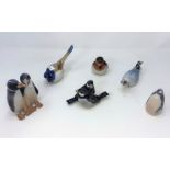 Six Royal Copenhagen bird figures