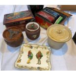 2 stoneware tobacco jars; a Royal Doulton plaque; a Royal Doulton Thompson Edinburgh stoneware pot