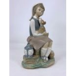 2 Lladro Groups - Girl with dog; boy & girl 22 & 23cm