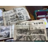 Two issues of the Police Gazette, other ephemera to include books and maps