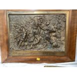 A rare Polish bronze plaque depicting a battle scene, engraved "Britwapod Grunwaldern 1S V111 1410",