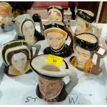 7 Royal Doulton character jugs Henry the 8th and his 6 wives