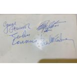 THE BEATLES - Parlophone Records publicity card bears autographs of the 4 Beatles in blue Biro to