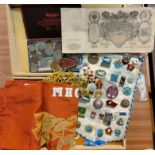RUSSIA - a selection of Russia coins, medals and banknotes, various badges and a silk banner of