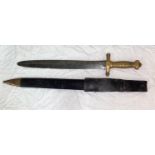 19th century gladius type sword with ribbed brass grip, marked "Talabots Paris"