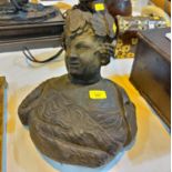 A 19th century wood bust "Bacchus" height 34cm