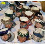 A collection of 15 Royal Doulton miniature character jugs
