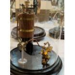 A scratch built steam powered engine under glass dome - in form of wooden barrel