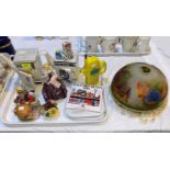 A Royal Worcester Lady "1st Dance"; three novelty teapots finials loose; a resin figure Desperate