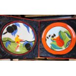 2 reproduction Bradford Exchange Clarice Cliff plates "Bird of Paradise" & "Red Tulip"