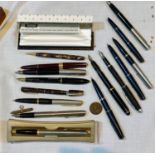 A selection of various Parker & other fountain pens