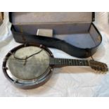 A cased 1920's Mandolin Banjo "Savannah" in case