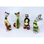 A collection of 4 Lorna Bailey hand-painted cats