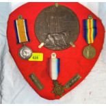 MANCHESTER REGIMENT - a WWI 1914 - 1915 star trio and bronze plaque to S326 Private Joseph Timms
