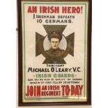 A WWI Irish Guard recruiting poster 'An Irish Hero! 1 Irishman defeats 10 Germans.' James Walker
