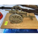 A scratch built model of a cannon on a plinth