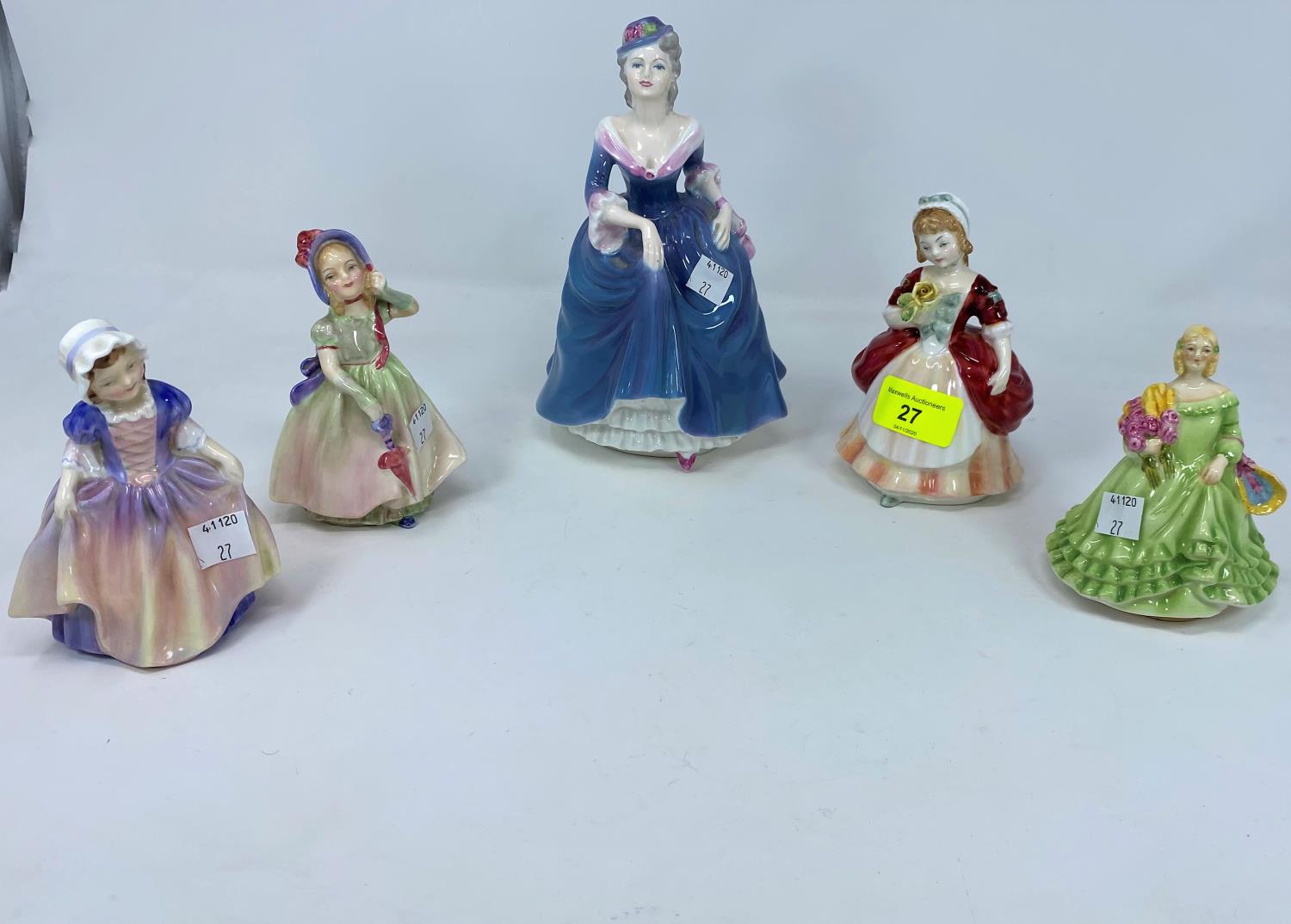 3 Royal Doulton figures - Valerie HN2107; Babie HN1679; Dinky Do HN1678; 1 Royal Worcester figure