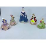 3 Royal Doulton figures - Valerie HN2107; Babie HN1679; Dinky Do HN1678; 1 Royal Worcester figure