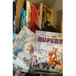 A selection of 1948 and later Rupert Annuals including Beano, Our William etc 1950's and later