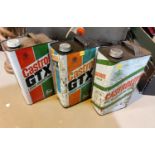 A Castrol Oil GTX liquid engineering tin (seal present, slightly split); 2 Castrol Oil tins