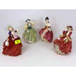 4 Royal Doulton ladies - Autumn Breeze HN1934; Southern Belle HN2229; Top O' the Hill HN1834;