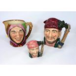 Royal Doulton character jugs - The Jester, Lumberjack large and small