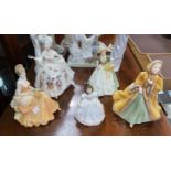 3 Royal Doulton figures - Amanda, Diana & Rachael; a Royal Worcester figure - Spring Morn & a