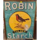 A vintage framed "Robin the New Starch" advertising poster 100 x 75cm