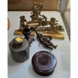 A Liberties Tudric beaten pewter tea caddy & a selection of brassware