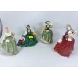 4 Royal Doulton figures - Elyse HN2474; Fairlady HN2193; Autumn Breeze HN1944; Buttercup HN2390