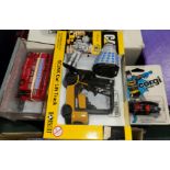 An original boxed CAT.GL25K carlift truck; a Corgi Junior batmobile originally boxed; an