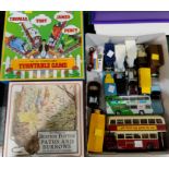 A large Corgi Routemaster bus; Corgi Leyland Olympian bus & other unboxed vintage vehicles; an