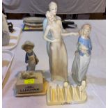 Two Lurpak advertising items , a Royal Doulton figure 'Reflections' and two Nao style figures