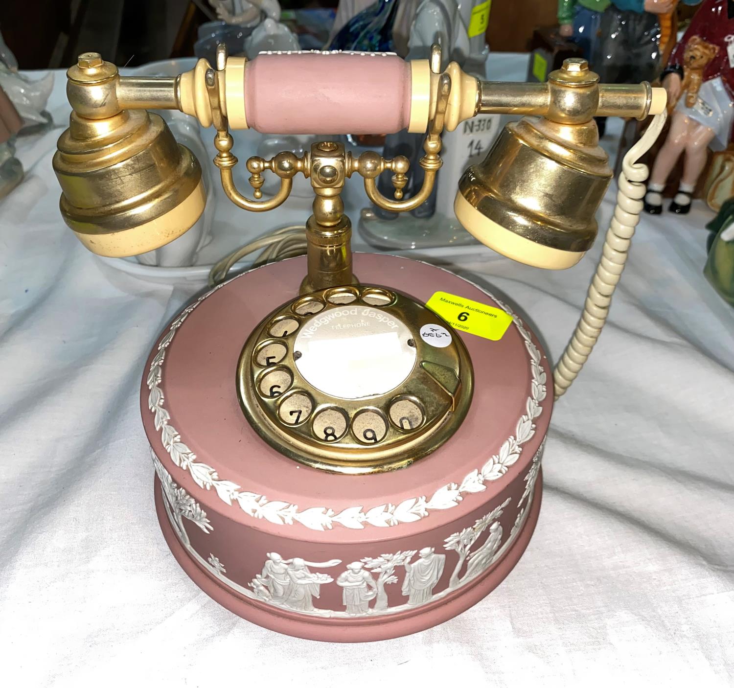 A Wedgwood pink Jasper ware 1960's telephone