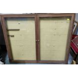 A large wall hanging collector's/display cabinet including 2 glazed doors