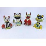A collection of 4 Lorna Bailey hand-painted cats