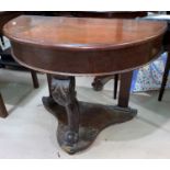 A late Victorian mahogany D shaped hall table, 89 cm